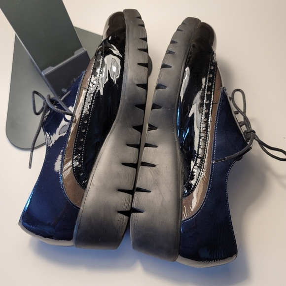 Wondersfly Patent Leather Lace-up Brogues Wedge Oxfords  - Sz 40 EU - Picture 3 of 10